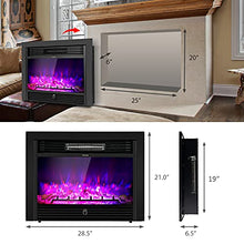 Load image into Gallery viewer, COSTWAY Electric Fireplace 28.5-Inch Wide, 750W/1500W Wall Recessed and Freestanding Fireplace with 3 Flame Colors, 5 Brightness Settings, 8 H Timer, Remote Control, Fireplace Heater for Indoor Use