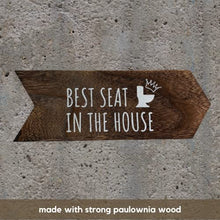 Load image into Gallery viewer, YELLOW LOTUS Funny Bathroom Signs - Please Seat Yourself Bathroom Sign & Best Seat in the House Wooden Funny Signs, Rustic Arrow Wall Hanging Decor, Set of 2 Bathroom Wall Art 14 X 5 In (Brown)