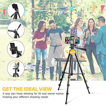 Load image into Gallery viewer, Phone Tripod, Torjim 50-inch Extendable and Lightweight Aluminum Tripod Stand with Bluetooth Remote Shutter, Phone Clip, Portable Travel Tripod for Photography, Video Recording, Vlogging, and More