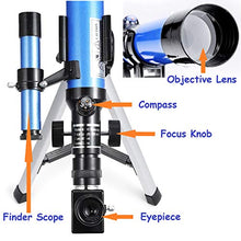 Load image into Gallery viewer, MaxUSee Kids Telescope 400x40mm with Tripod & Finder Scope, Portable Telescope for Kids & Beginners, Travel Scope with Moon Mirror, Stars & Moon map Included