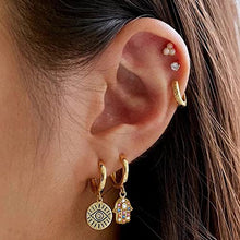Load image into Gallery viewer, Luxval Evil Eye Hamsa Hand of Fatima Hoop Earrings for Women,14k Gold Plated Cubic Zirconia Evil Eye Dangle Drop Huggie Earrings for Women