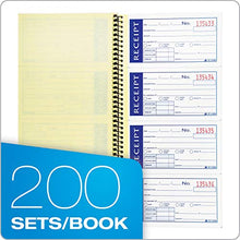Load image into Gallery viewer, Adams Write n' Stick Receipt Book, 2-Part, Carbonless, White/Canary, 5-1/4" x 11", Spiral Bound, 200 Sets per Book, 4 Receipts per Page (SC1152WS)