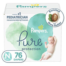 Load image into Gallery viewer, Diapers Newborn/Size 0 (<10 lb), 76 Count - Pampers Pure Protection Disposable Baby Diapers, Hypoallergenic and Unscented Protection, Super Pack (Packaging & Prints May Vary)