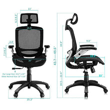 Load image into Gallery viewer, Gabrylly Ergonomic Mesh Office Chair, High Back Desk Chair - Adjustable Headrest with Flip-Up Arms, Tilt Function, Lumbar Support and PU Wheels, Swivel Computer Task Chair