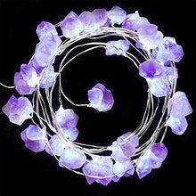 Load image into Gallery viewer, BOHON Decorative Lights Amethyst LED String Lights Battery Operated with Remote 10 ft 40 LEDs Natural Crystal String Lights for Bedroom Party Indoor Birthday Wedding Decor