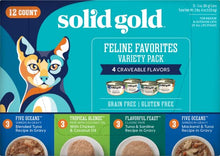 Load image into Gallery viewer, Solid Gold Wet Cat Food Variety Pack - Wet Cat Food Pate & Shreds in Gravy Recipes - Made with Real Chicken, Tuna & Mackerel for Sensitive Stomach & Immune Health - Canned Cat Food 12 Pack