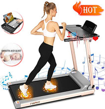 Load image into Gallery viewer, FUNMILY Folding Treadmill, 2.25HP Portable Treadmill with Table Holder & Bluetooth Speaker, Multifunctional Running Machine for Office Home Gym, Zero Installation (Silver)