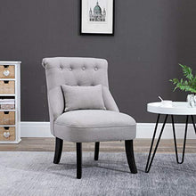 Load image into Gallery viewer, HOMCOM Accent Chair with Upholstered Fabric, Solid Wood Legs and Pillow, Perfect for The Living Room or Bedroom, Grey