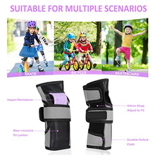 Load image into Gallery viewer, Kids Bike Helmet, GIEMIT Adjustable Skateboard Helmet for Boys Girls Youth Ages 8-12 with Knee Pads Elbow Pads Wrist Guard Protective Gear Set for Roller Skating, Cycling, Scooter (Purple, Medium)