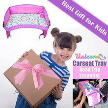 Load image into Gallery viewer, CarSeat Tray -Toddler Travel Tray- Keep Kids Occupied & Entertain for Hours, Road Trips Essential For Kids, Sturdiest & Most Comfortable Travel Tray for Car Seat (Pink)