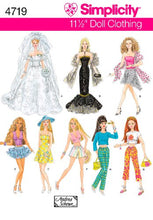 Load image into Gallery viewer, Simplicity 4719 Doll Fancy Clothing Sewing Pattern for Girls by Andrea Schewe, Size 11.5''