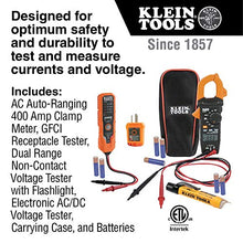 Load image into Gallery viewer, Klein Tools CL120VP Electrical Voltage Test Kit with Clamp Meter, Three Testers, Test Leads, Pouch and Batteries