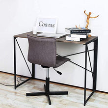 Load image into Gallery viewer, Writing Computer Desk Modern Simple Study Desk Industrial Style Folding Laptop Table for Home Office Notebook Desk Brown Desktop Black Frame