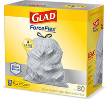 Load image into Gallery viewer, Glad ForceFlex Grey Tall Kitchen Drawstring Trash Bag, Unscented, 13 Gal, 80 Ct (Package May Vary), Trv236004 (79009)