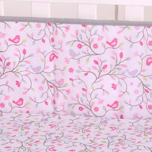 Load image into Gallery viewer, Wowelife Flower Crib Bedding Set Pink Birds Playing 7 Piece Baby Crib Sets with 4 Bumper Pads(Pink-7 Piece)
