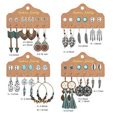 Load image into Gallery viewer, YADOCA 24 Pairs Bohemian Vintage Drop Dangle Earrings Set for Women Boho Hollow Leaf Earrings Cute Tiny Stud Earring National Style Alloy Long Dangle Earrings