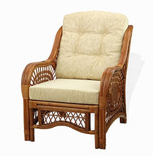 Load image into Gallery viewer, Malibu Lounge Armchair ECO Natural Rattan Wicker Handmade Design with Cream Cushion, Colonial (Light Brown)