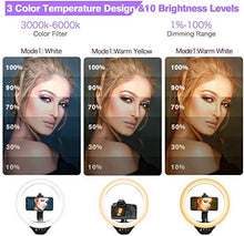 Load image into Gallery viewer, 10" Selfie Ring Light with Tripod Stand & Cell Phone Holder for Live Stream/Makeup, Dimmable Led Camera Ringlight for YouTube TikTok/Photography Compatible for iPhone and Android Phone