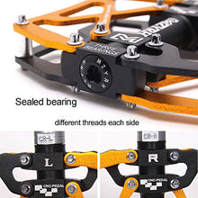 Load image into Gallery viewer, MZYRH Mountain Bike Pedals, Ultra Strong Colorful CNC Machined 9/16" Cycling Sealed 3 Bearing Pedals (Black Black Glod 3 Bearings)