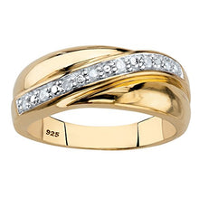 Load image into Gallery viewer, Palm Beach Jewelry Men's 18K Yellow Gold Over Sterling Silver Round Genuine Diamond Wedding Band Ring (1/10 cttw, I Color, I3 Clarity) Size 8