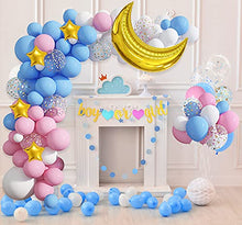 Load image into Gallery viewer, Gender Reveal Decorations - Pink and Blue Balloon Garland Arch Kit with 36''Gold Foil Moon&Stars Confetti Balloon Gender Reveal Banner for Gender Reveal Birthday Baby Shower Party Decorations Supplies