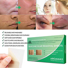 Load image into Gallery viewer, Aroamas, Silicone Scar Removal Sheets - for Keloid, C-Section, Hypertrophic, Surgical Scars and More Reusable and Washable 3"×1.57", 4 Sheets (2 Month Supply)
