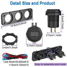 Load image into Gallery viewer, Cigarette Lighter Socket Panel, Qidoe PD3.0 & QC3.0 48W USB C Car Charger and DC 250W Lighter Socket Waterproof Rocker Toggle Switch 12V/24V USB Outlet Panel for Car, RV, Marine, Boat, Camper, Truck