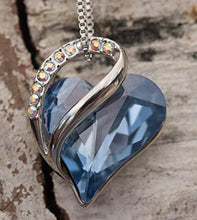 Load image into Gallery viewer, Leafael Infinity Love Crystal Heart Bundle Jewelry Set Light Sapphire Blue March December Birthstone Gifts for Women Necklace Earrings Bracelet Rings, Silver-tone
