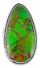 Load image into Gallery viewer, Turquoise Ring Sterling Silver 925 Genuine Gemstones Size 6 to 11 (Green Turquoise, 9)