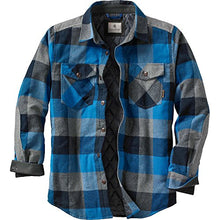 Load image into Gallery viewer, Legendary Whitetails Men's Standard Woodsman Heavyweight Quilted Shirt Jacket, Blue Graphite Plaid, Large
