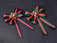 Load image into Gallery viewer, TULIP LY Bee Ribbon Bow Tie Brooch Rhinestone Crystal Ribbon Brooches Women/Men Insect Ribbon Pre Tied Neck Tie Wedding Party Bow Tie Bee Brooch Pin Collar Jewelry (Green)