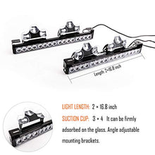 Load image into Gallery viewer, LE-JX Red/Blue 2 in 1 Emergency Strobe Light Bar 21 Flash Patterns Traffic Advisor Warning Hazard Windshield Safety Lights Bar with Cigar Lighter for Police Vehicles, Truck (2×16.8 inch, 32 Led)