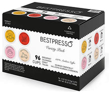 Load image into Gallery viewer, Bestpresso Coffee, Variety Pack Single Serve K-Cup Pods, 96 Count. Includes Breakfast, Colombain, Donut and Italian (Compatible With 2.0 Keurig Brewers) 8 Packs Of 12 Cups