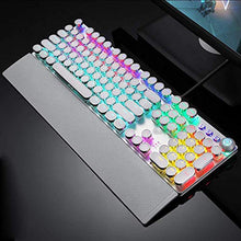 Load image into Gallery viewer, Retro Steampunk Gaming Mechanical Keyboard, Metal Panel, Black Switches, LED Backlit,USB Wired,Hand Rest,Typewriter-Style Round Keycaps,for Game and Office,for Computer Laptop Desktop PC(2088-White)