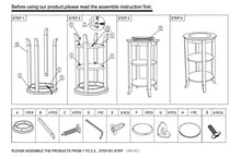 Load image into Gallery viewer, Frenchi Furniture Wood Round Side /Accent Table , Inset Glass, Two Shelves