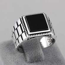 Load image into Gallery viewer, Chimoda Mens Solitaire Silver Rings 925 Sterling Men's Jewelry with Black Onyx Stone (10)