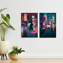 Load image into Gallery viewer, Japan Art Poster Set of 2 - Japanese Print Artwork on Canvas Roll - Tokyo Anime Wall Art Picture Gift - Preppy Night City Wall Decor Poster for Room Aesthetic Bedroom Kitchen Living UNFRAMED 11x14