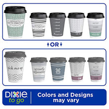 Load image into Gallery viewer, Dixie to Go Disposable Hot Beverage Paper Coffee Cups with Lids, 12 Oz, 156 Count, Assorted Designs, Gold (23710)