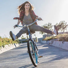 Load image into Gallery viewer, sixthreezero EVRYjourney Women's 7-Speed Step-Through Hybrid Cruiser Bicycle, 24" Wheels and 14" Frame, Navy with Brown Seat and Grips, Navy w/Brown Seat/Grips