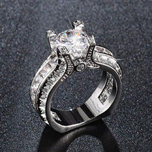 Load image into Gallery viewer, MAIHAO Fashion Women 925 Sterling Silver Ring,White Topaz Cubic Zirconia CZ Diamond Elegant Eternity Engagement Wedding Band Ring Size 6-10 (US Code 7)