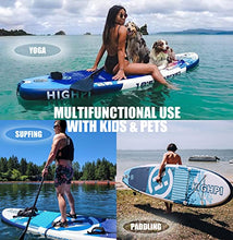 Load image into Gallery viewer, Highpi Inflatable Stand Up Paddle Board 10'6''x32''x6''W Premium SUP Accessories & Backpack, Wide Stance, Surf Control, Non-Slip Deck, Leash, Paddle and Pump, Standing Boat for Youth & Adult…