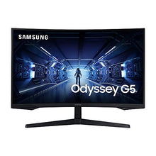 Load image into Gallery viewer, SAMSUNG 32” Odyssey G5 Gaming Monitor, WQHD (2560x1440), 144Hz, Curved, 1ms, HDMI, Display Port, AMD FreeSync Premium, HDR10, LC32G55TQWNXZA, Black