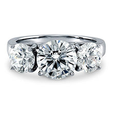Load image into Gallery viewer, BERRICLE Rhodium Plated Sterling Silver Round Cubic Zirconia CZ 3-Stone Anniversary Engagement Ring 3.72 CTW Size 6.5