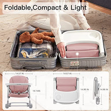Load image into Gallery viewer, Toddler Booster Seat for Dining Table, Portable High Chair Travel Booster Seat with Aluminum Frame, Soft Knitted Cushion and Adjustable Height&Tray, Easy to Clean(Pink)
