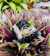 Load image into Gallery viewer, Orgone Pyramid Black Tourmaline with Copper Coil for Goodluck - Positive Energy Generator Orgonite Pyramid Reiki Healing - Spiritual Chakra Balance Selenite Crystal Pyramid - Yoga Meditation Pyramid