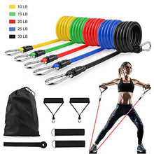 Load image into Gallery viewer, CoutureBridal 11 Pack Resistance Bands Set, Exercise Elastic Bands,Portable Home Workouts Accessories for Resistance Training Gym Physical Therapy Yoga Pilates
