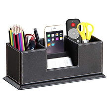 Load image into Gallery viewer, PUSU Leather Cute Pen Organizer,Pencil Holder,Pen Cup/Stand/Tray/Container/Caddy,desk organizers and accessories,Office Supplies Desktop Storage Box for Stationery,Business Card,Phone,etc.… (black)