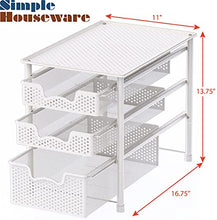 Load image into Gallery viewer, Simple Houseware Stackable 3 Tier Sliding Basket Organizer Drawer, White