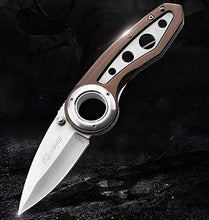 Load image into Gallery viewer, Ideale Outdoor Stainless Steel Knife Folding Blade Pocket Knife Aluminium Handle Brown Knife Hunting Survival Knife Portable Ring Grip Camping Tactical Fishing Knife Accessories EDC Tools Men's Gift