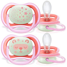 Load image into Gallery viewer, Philips AVENT Ultra Air Nighttime 6-18 Months Pacifier, SCF376/44, Pink, (Pack of 4)
